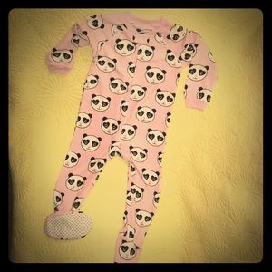 NWT Footed Panda Print Zip Up Sleeper Onesie